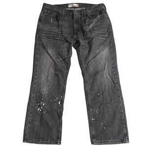 Levi 559 Black Jeans with paint splatter design Relaxed Straight Size 38x30